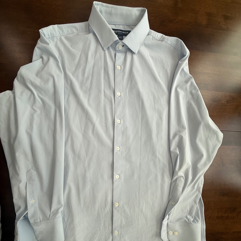 Mizzen+Main Leeward Mens L Classic Fit Light Blue Button Down Performanc Stretch - Picture 3 of 10